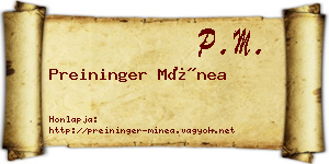 Preininger Mínea névjegykártya